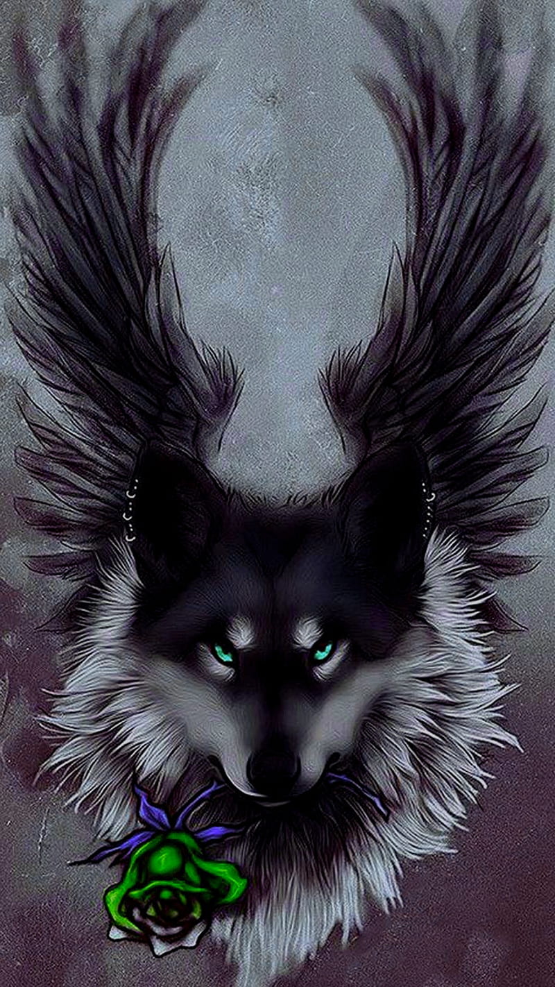 Lobo con alas, rosa, Fondo de pantalla de teléfono HD | Peakpx