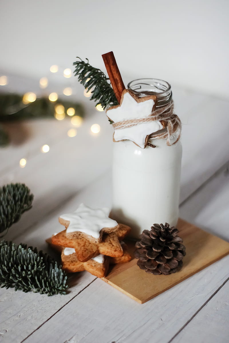cookies, pine cone, bottle, branch, holiday, HD phone wallpaper
