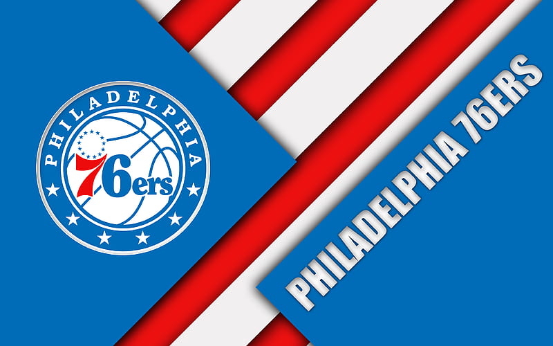 Philadelphia 76ers logo, material design, American basketball club, red blue abstraction, NBA, Philadelphia, Pennsylvania, USA, basketball, HD wallpaper
