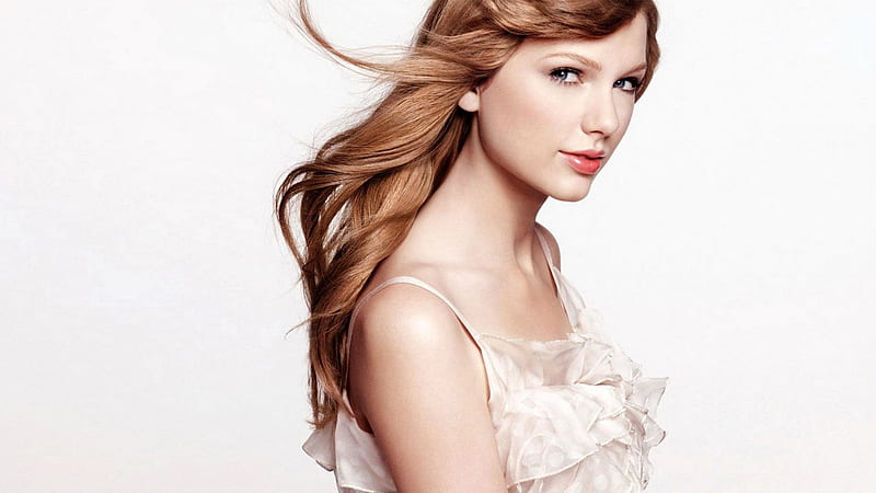 White Dress Wearing Taylor Swift With Blonde Hair In White Background Taylor Swift, HD wallpaper