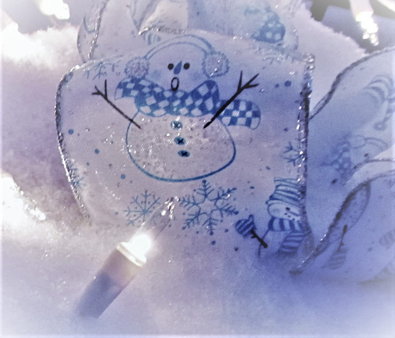 Lit-Up Snowman, Christmas, Christmas lights, snow, Lights, snowman, cold, HD wallpaper