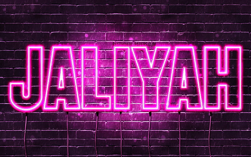 Jaliyah with names, female names, Jaliyah name, purple neon lights, horizontal text, with Jaliyah name, HD wallpaper