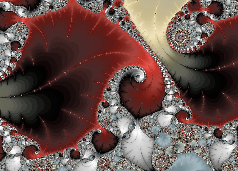 fractal, figuur, rood, wit, HD wallpaper
