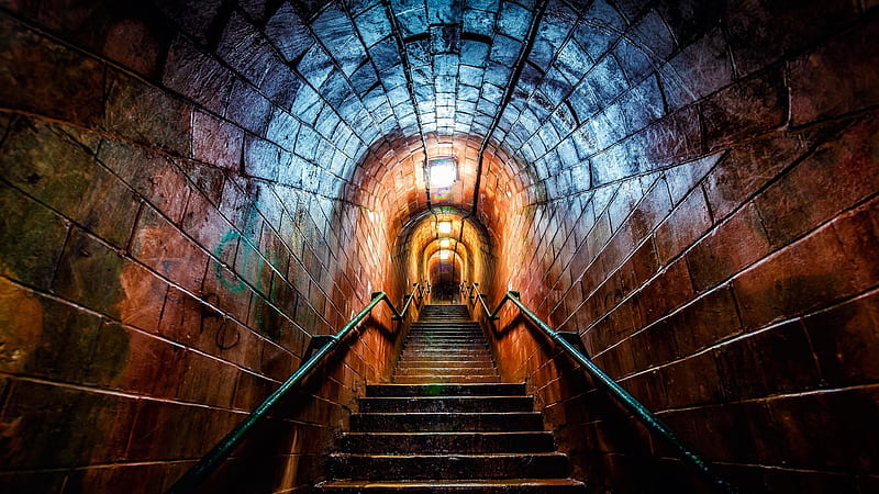 Man Made, Stairs, Tunnel, HD wallpaper