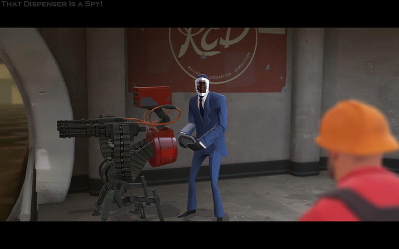 That Dispenser is a Spy!, valve, team fortress 2, team fortress, engineer, dispenser, spy, HD wallpaper