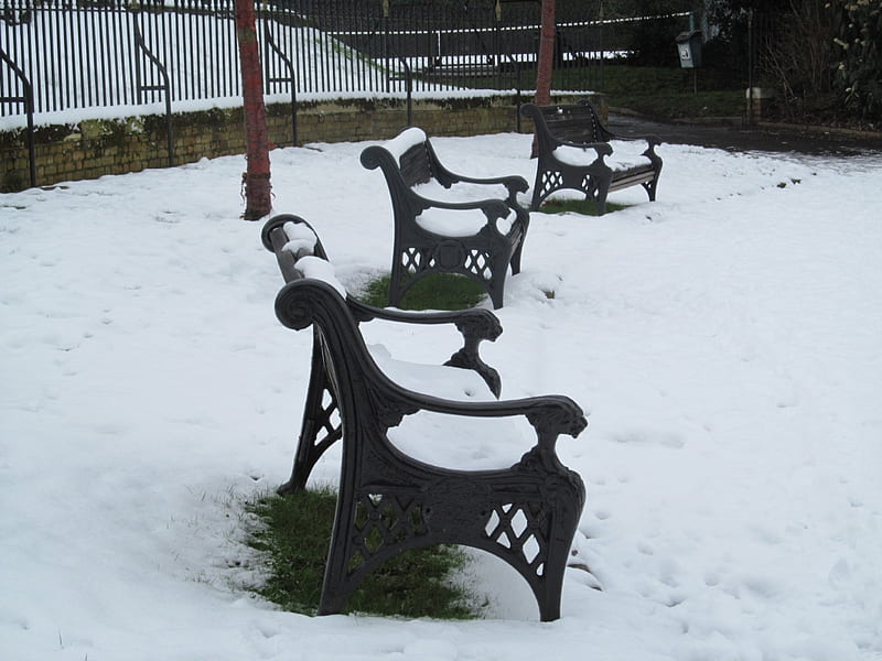 Cold Seats, Seats, Snow, Winter, Benches, HD wallpaper