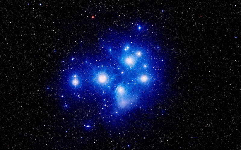 Pleiades Star Cluster, stars, pleiades, seven sisters, space, HD wallpaper