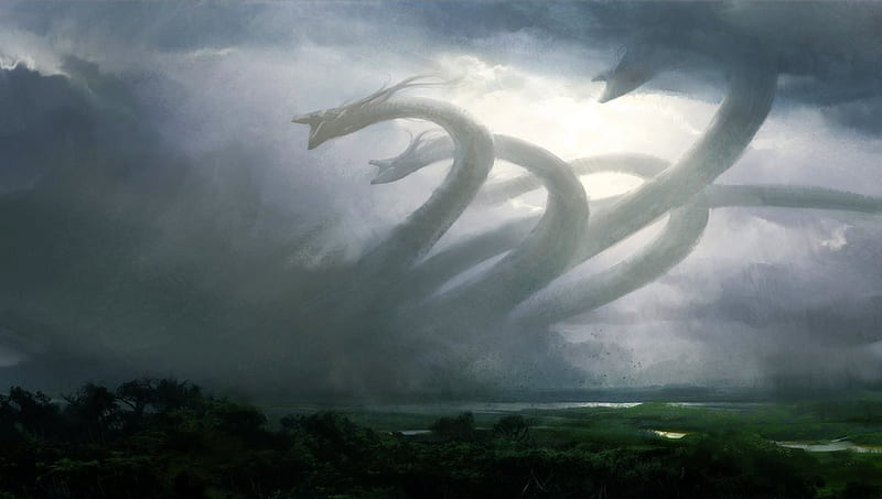 Hydra, fantasy, cg, animal, HD wallpaper Hydra, fantasy, cg, animal, HD wallpaper