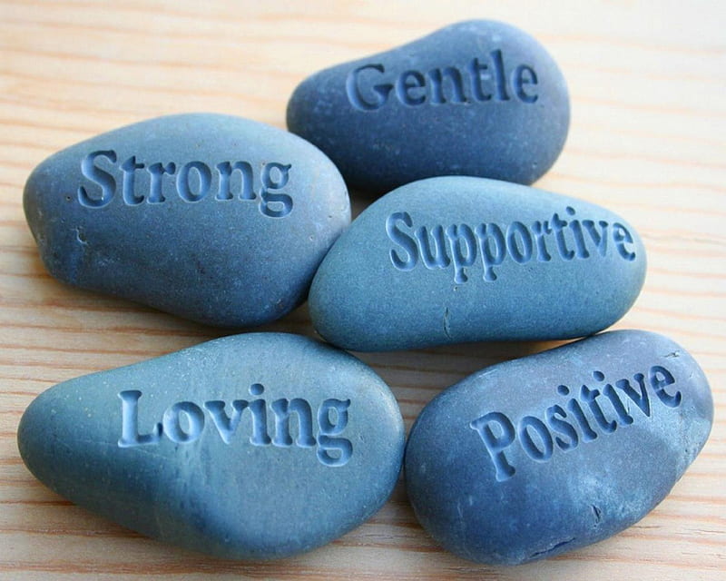 Positive stones, object, graphy, stones, blue, HD wallpaper