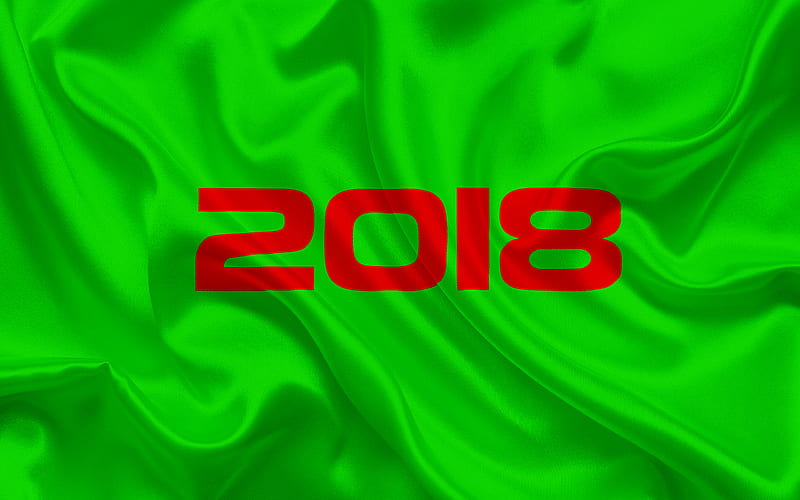 2018 Year, New Year concepts, green background, 2018 concepts, HD wallpaper