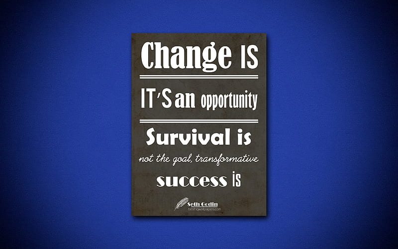 Change is not a threat its an opportunity Survival is not the goal, transformative success is business quotes, Seth Godin, motivation, inspiration, HD wallpaper