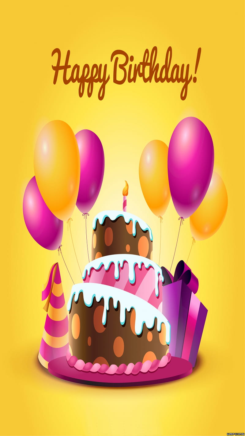Cake And Balloons, happy birtay, love, HD phone wallpaper | Peakpx