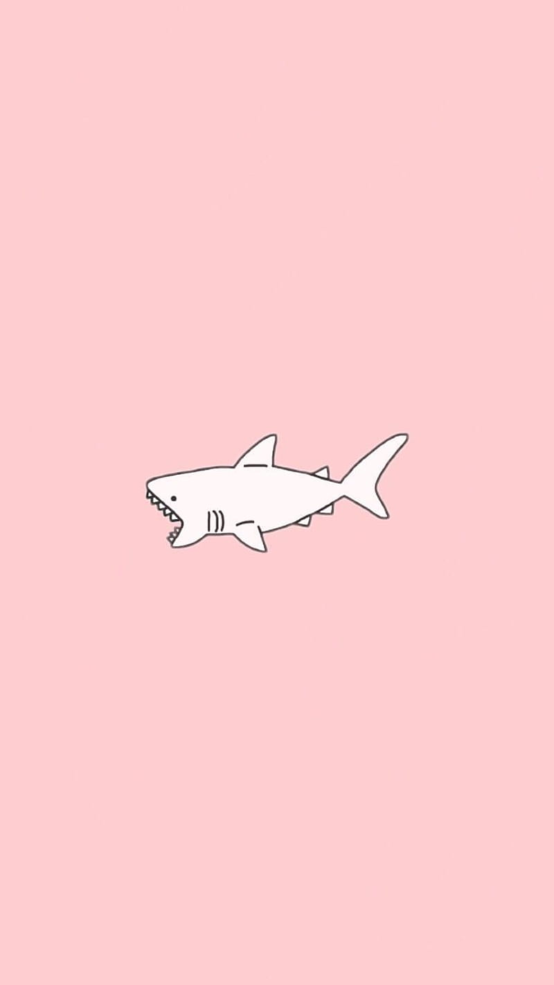 SHARK, aesthetic, cute, nature, pink, sea, sharks, simple, tumblr, white, HD phone wallpaper