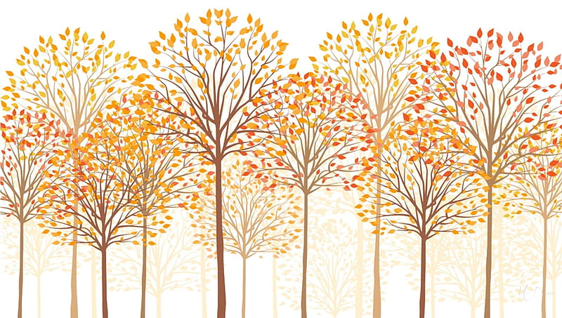Row of Autumn Trees, fall, art, autumn, trees, seasons, leaves, October, grove, September, HD wallpaper
