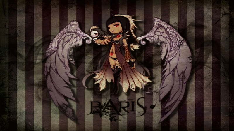 Dragonica, angel, black, bonito, woman, sweet, cute, girl, purple, anime, beauty, monster, HD wallpaper Dragonica, angel, black, bonito, woman, sweet, cute, girl, purple, anime, beauty, monster, HD wallpaper