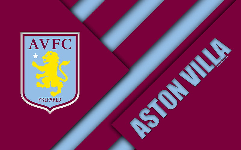 Aston Villa FC, logo, purple blue abstraction, material design ...