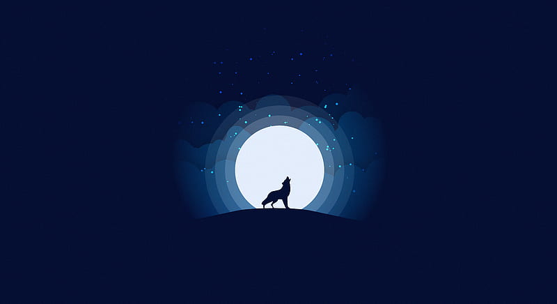 wolf, moon, howling, art, vector, HD wallpaper
