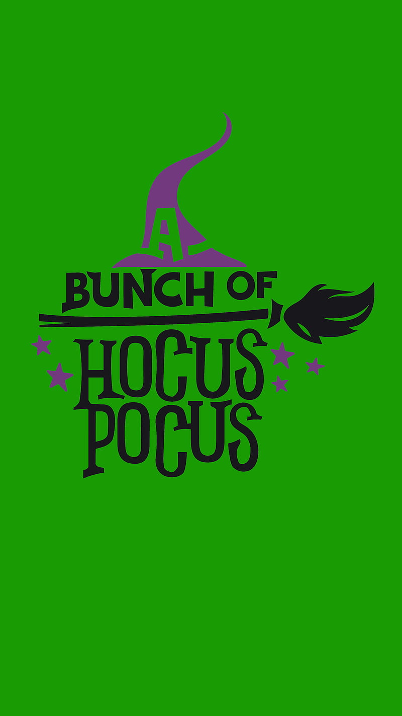 Hocus Pocus Broom, Hocus, Kiss, broom, green, halloween, hocus pocus, purple, stars, witch, HD phone wallpaper