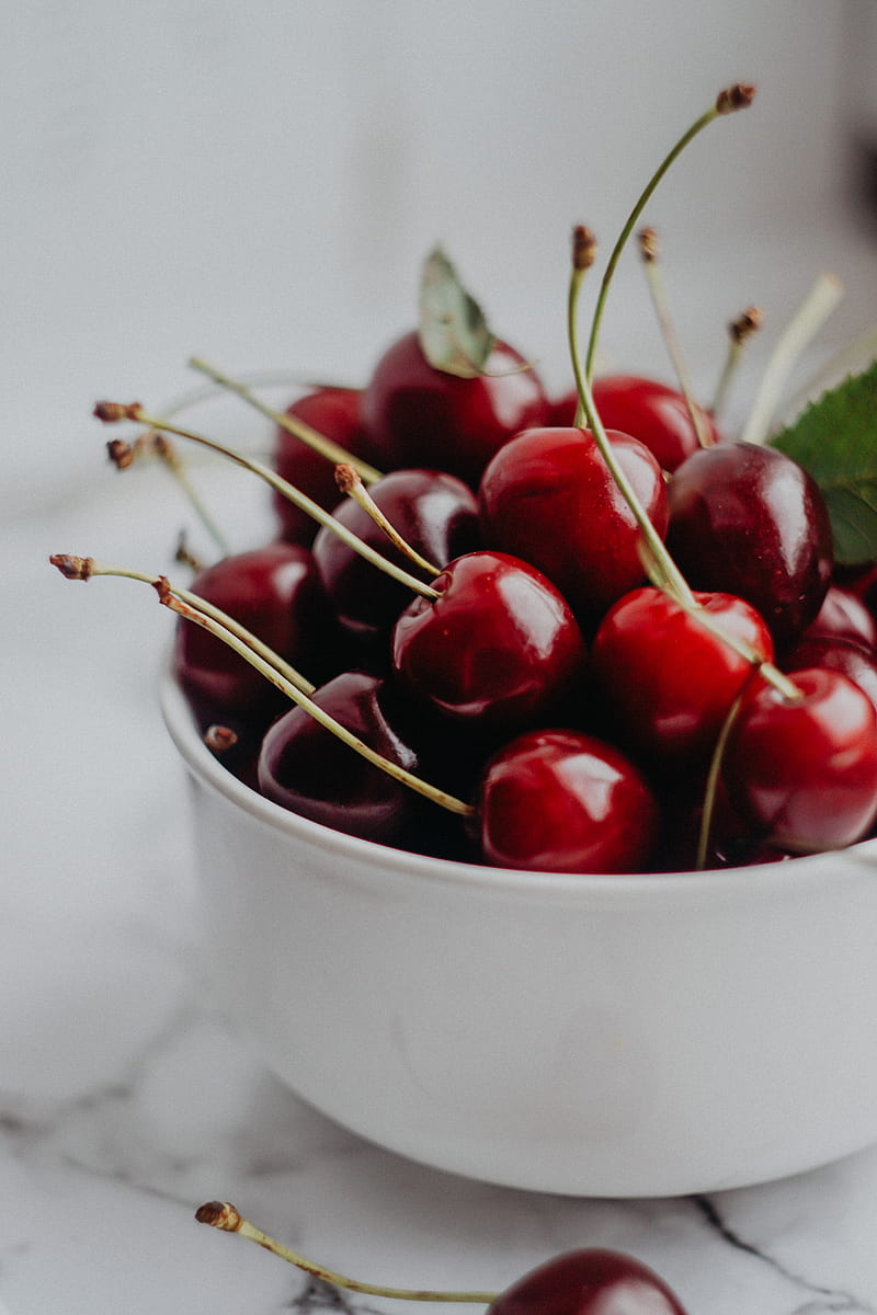 sweet cherry, cherry, berry, cup, fruit, HD phone wallpaper