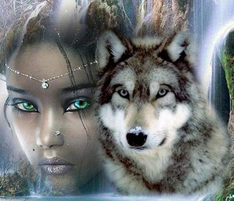 Donna Lupo, fantasy, girl, wolf, woman, HD wallpaper | Peakpx