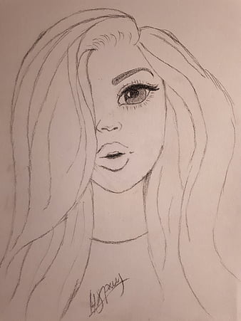 Alcohol Ink Sketch Art Grunge Portrait of Beautiful Woman · Creative Fabrica