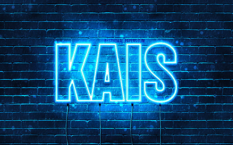 Kais with names, Kais name, blue neon lights, Happy Birtay Kais, popular french male names, with Kais name, HD wallpaper