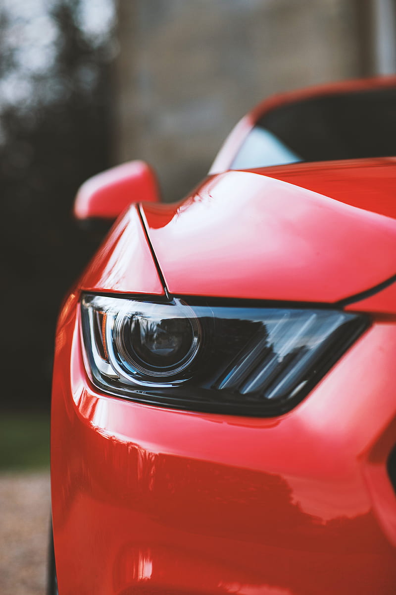 headlight, car, red, front view, HD phone wallpaper