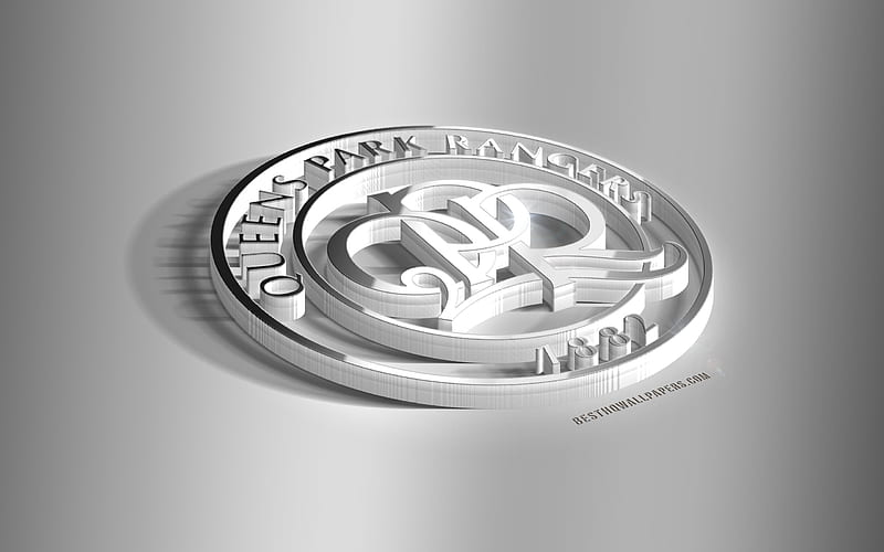 Queens Park Rangers FC, QPR, 3D steel logo, English football club, 3D emblem, Hammersmith, England, UK, QPR FC metal emblem, Championship, football, 3d art, HD wallpaper