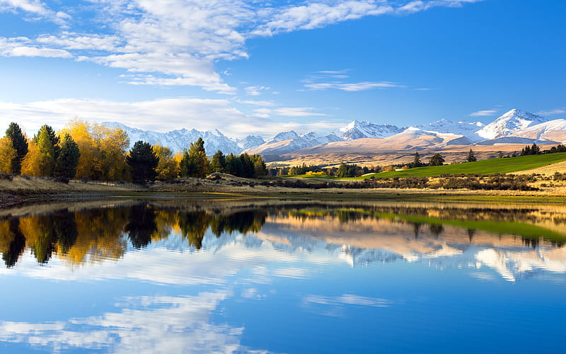 australia, mount hutton, lake, clouds, scenic, reflection, Nature, HD wallpaper