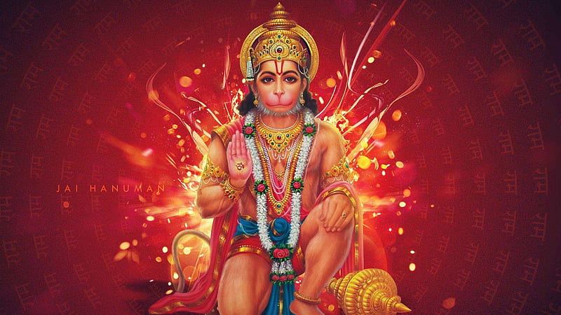 Jai Hanuman In Red Background Hanuman, HD wallpaper