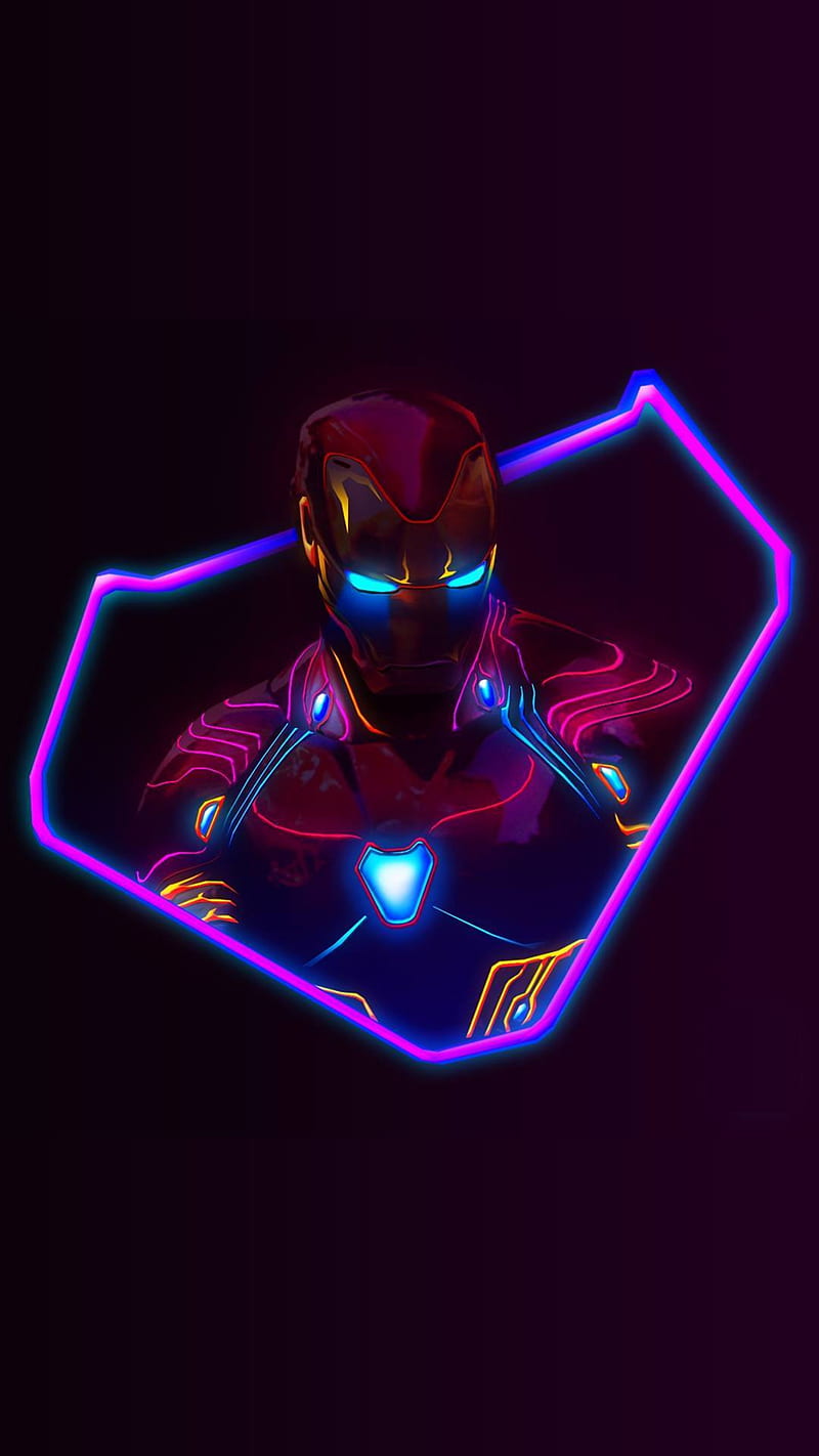 Neon IronMan, avengerinfinitywar, diamonds, elephant, gold, iron, iron man, lights, man, neon, vodka, HD phone wallpaper