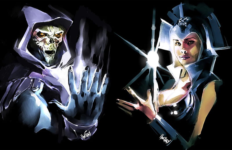 Skeletor & Evil-Lyn, he-man, masters of the universe, skeletor, evil-lyn, motu, HD wallpaper