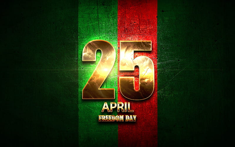 dom Day, April 25, golden signs, Portuguese national holidays, Portugal Public Holidays, Liberation Day, Portugal, Europe, dom Day of Portugal, HD wallpaper
