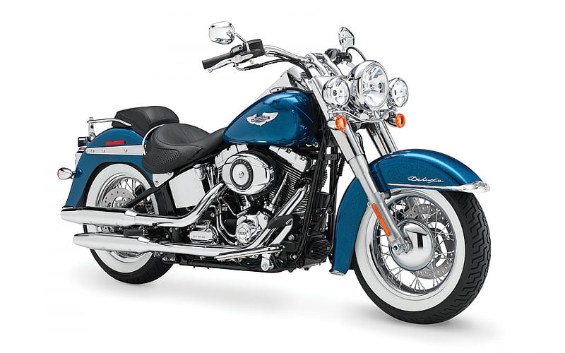 Harley Davidson, Softail Deluxe, 2018, blue motorcycle, luxury American motorcycles, exterior, HD wallpaper