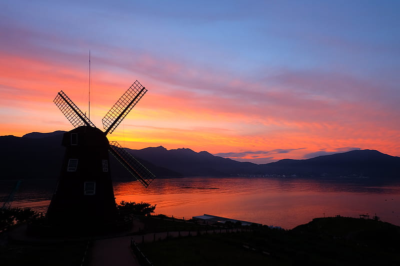 Windmill , windmill, graphy, nature, sunrise, sunset, HD wallpaper