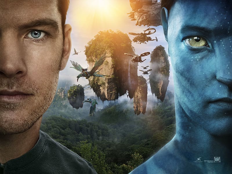 Avatar, Face, Green Eyes, Blue Eyes, Movie, Jake Sully, Sam Worthington, HD wallpaper