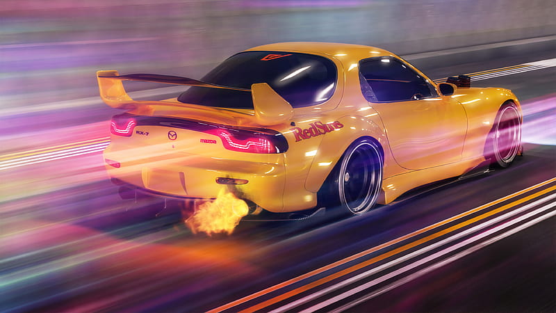 mazda rx-7, yellow, racing cars, drift, Vehicle, HD wallpaper