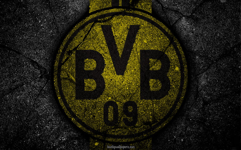 Borussia Dortmund, BVB 09, logo, art, Bundesliga, soccer, football club, FC Borussia Dortmund, asphalt texture, BVB, HD wallpaper