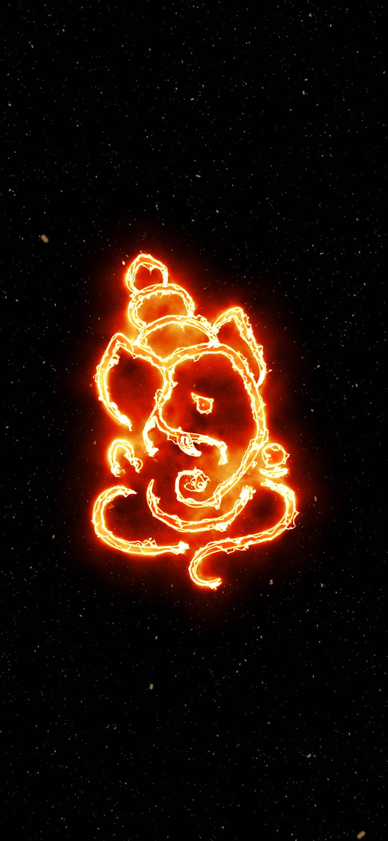 Neon Ganesha, bappa, ganesh, ganesh chaturthi, glow, god, hindu, orange, vinayak, HD phone wallpaper