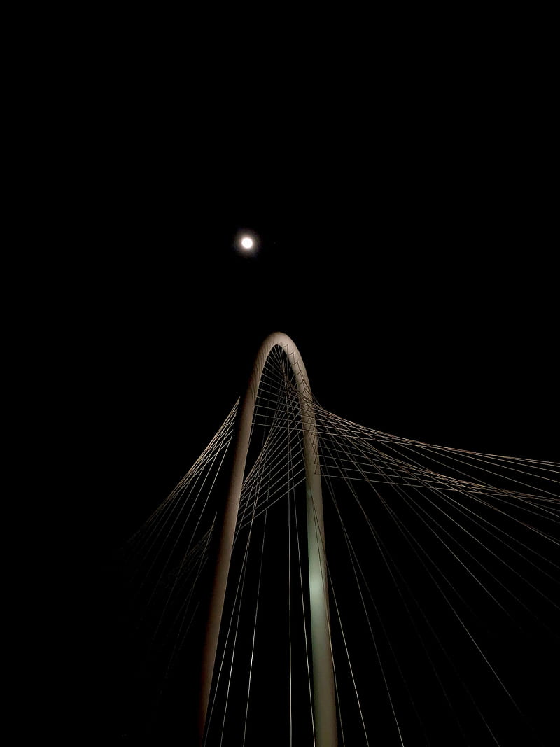 bridge, construction, moon, darkness, architecture, HD phone wallpaper