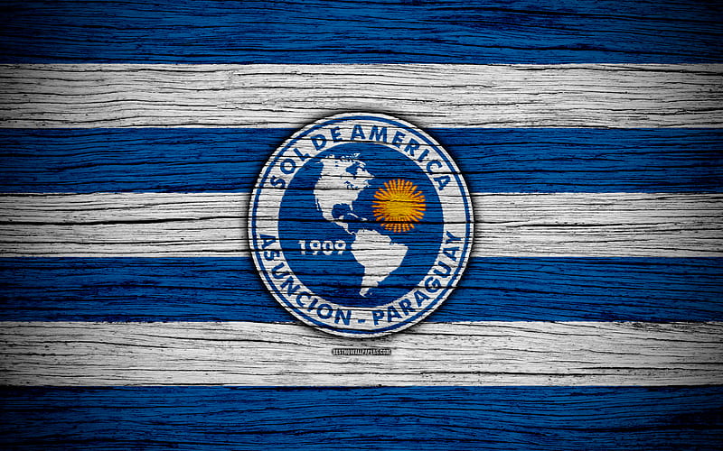 Sol de America FC Paraguayan Primera Division, logo, soccer, football club, Paraguay, Sol de America, art, wooden texture, FC Sol de America, HD wallpaper