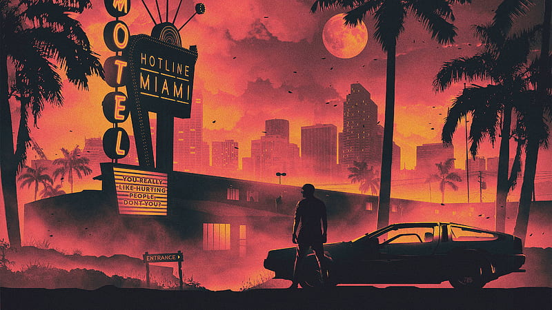 Hotline Miami Game Retro Style Dark Life Cityscape , hotline-miami, miami, sunset, artist, artwork, digital-art, retro, cityscape, HD wallpaper