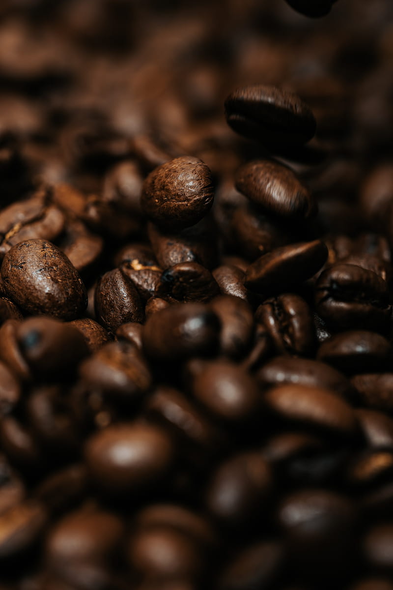 coffee beans, coffee, macro, brown, beans, HD phone wallpaper