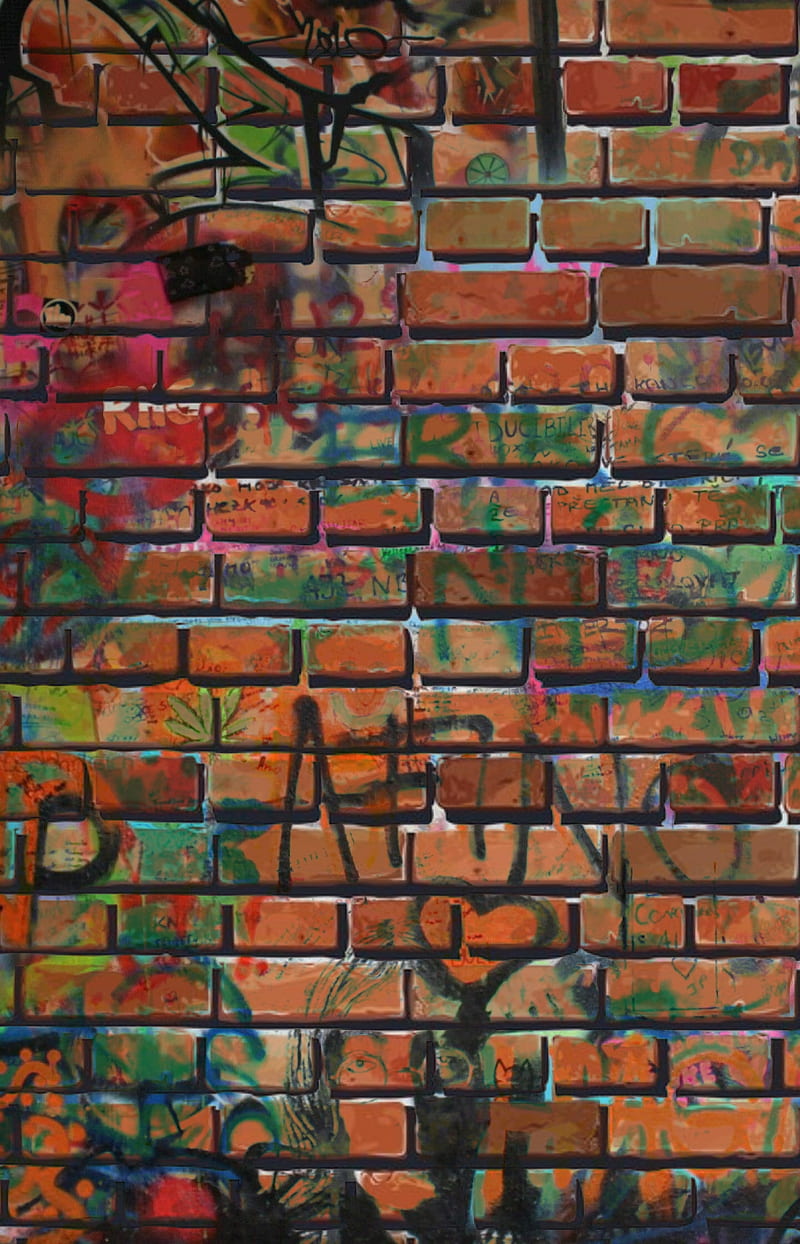 graffitis, aracelyy34, brick, wall, HD phone wallpaper