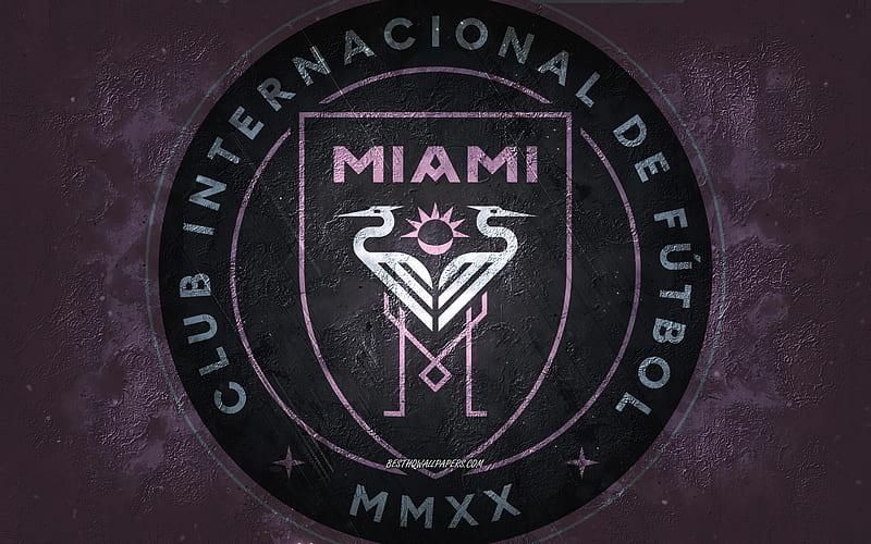 Inter Miami CF, American soccer team, pink stone background, Inter Miami CF logo, grunge art, MLS, soccer, USA, Houston Inter Miami CF emblem, HD wallpaper
