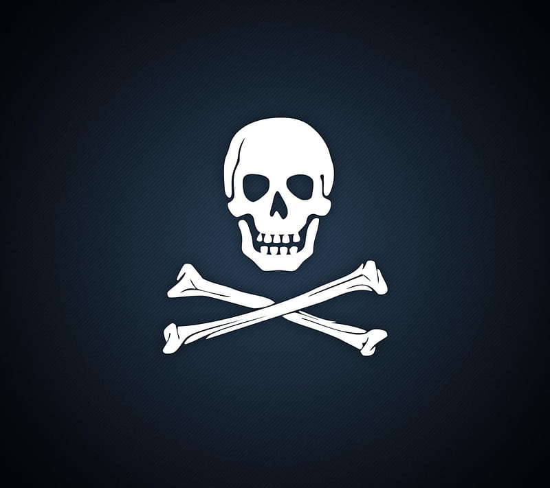 Skull, balck, logo, pirate, white, HD wallpaper