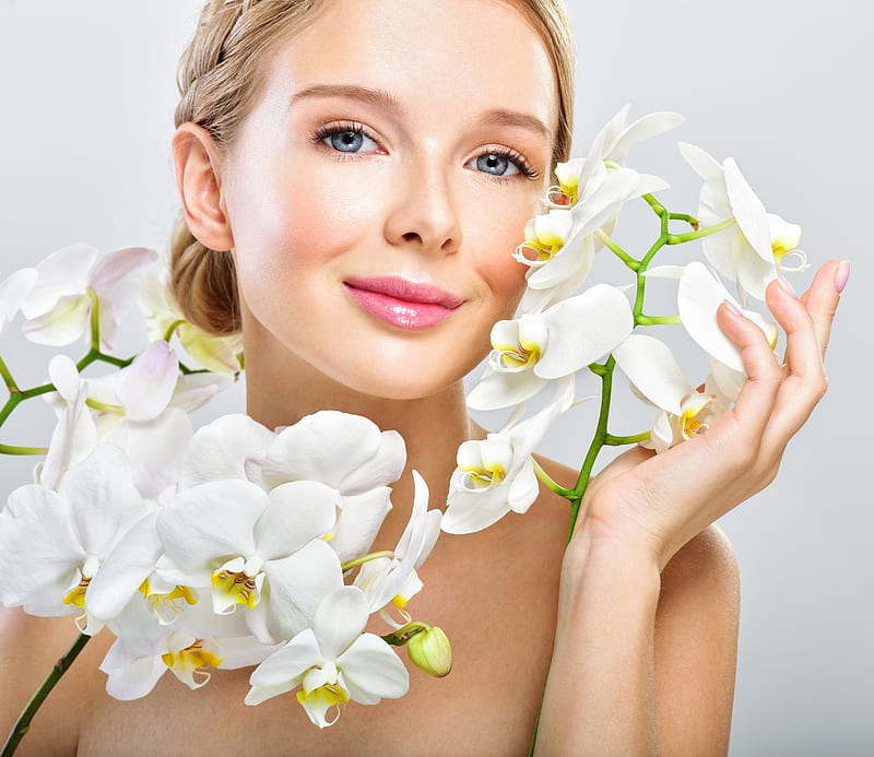 Beauty Model Woman Girl Orchid Hand Flower Face White Hd Wallpaper Peakpx 1698