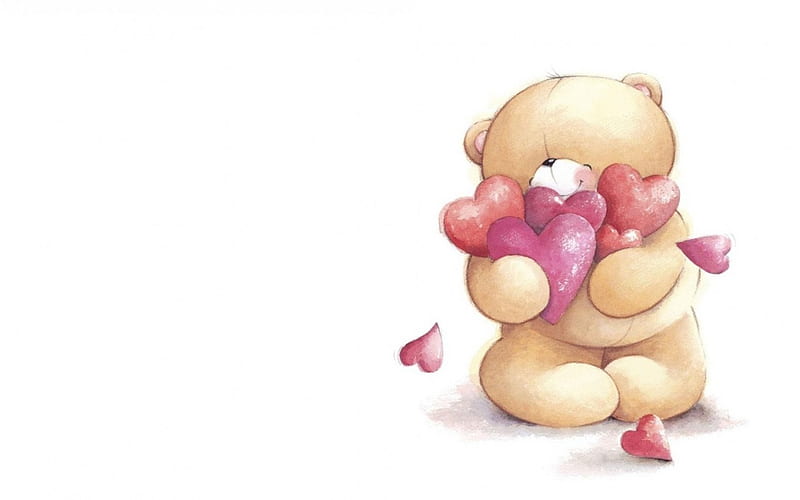 Happy Valentine's Day!, cute, heart, toy, valentine, white, teddy bear, pink, card, HD wallpaper