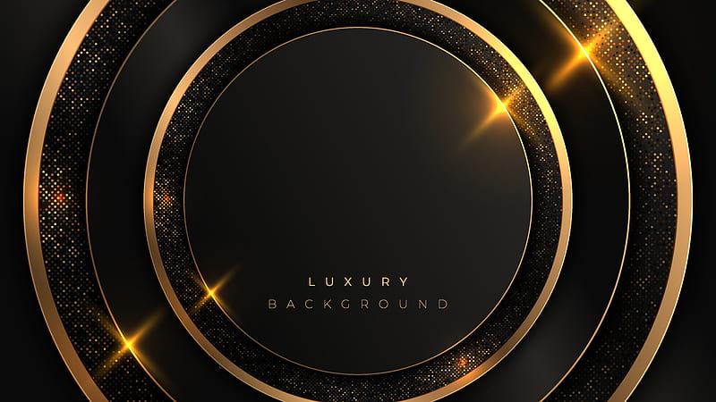Black and gold circle luxury background. Round shiny gold frame on rounded shape. 2299633 Vector Art at Vecteezy, HD wallpaper