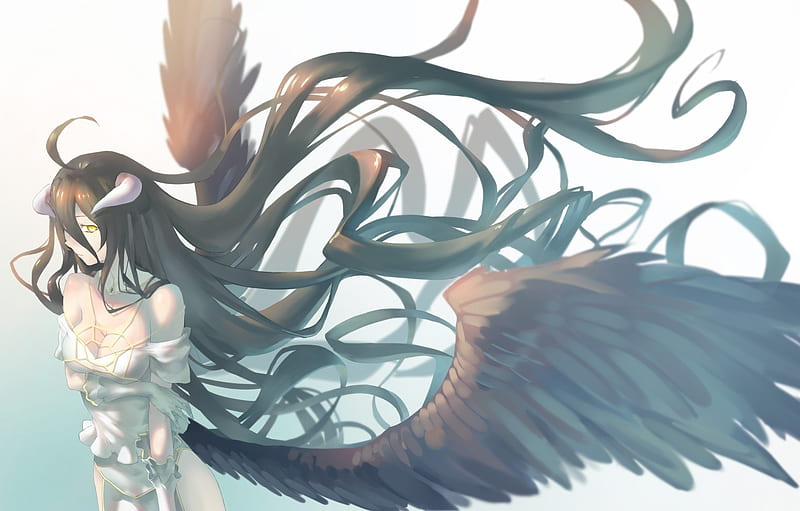 Albedo Overlord, wings, beauty, albedo, woman, Overlord, HD wallpaper